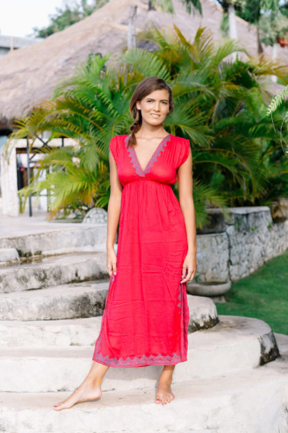robe mogador hippie chic framboise