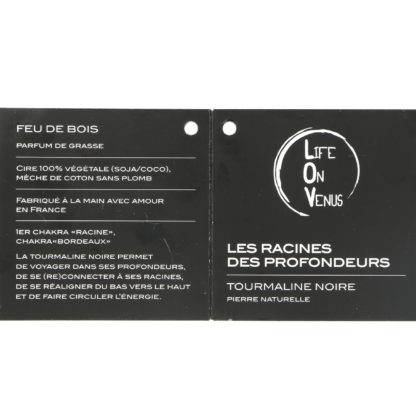 étiquette bougie parfumée LOV avec pierres semi-précieuses