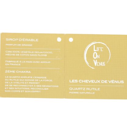 étiquette bougie parfumée LOV avec pierres semi-précieuses